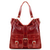 Front View Of The Red Ladies Leather Handbag