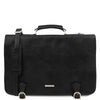 Front View Of The Black Mens Leather Messenger Bag