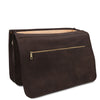 Opening Flap View Of The Dark Brown Mens Leather Messenger Bag