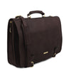 Angled And Shoulder Strap View Of The Dark Brown Mens Leather Messenger Bag