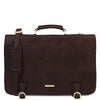 Front View Of The Dark Brown Mens Leather Messenger Bag