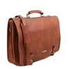 Angled And Shoulder Strap View Of The Natural Mens Leather Messenger Bag