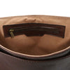 Internal Pocket View Of The Brown Leather Messenger Bag