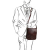 Man Posing With The Brown Mens Leather Shoulder Bag
