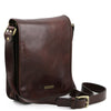 Angled View Of The Brown Mens Leather Shoulder Bag