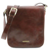 Front View Of The Brown Mens Leather Shoulder Bag
