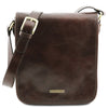 Front View Of The Dark Brown Mens Leather Shoulder Bag