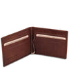 Open Wallet View Of The Brown Money Clip Card Holder