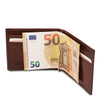 In Use With Money View Of The Brown Money Clip Card Holder
