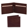 Front View Of The Dark Brown Money Clip Card Holder