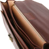 Internal Compartment View Of The Brown Premium Leather Briefcase