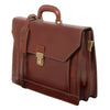 Angled View Of The Brown Premium Leather Briefcase