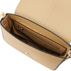 Internal Zip Pocket View Of The Champagne Leather Over Shoulder Bag