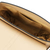 Internal Pocket View Of The Champagne Leather Over Shoulder Bag