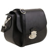 Angled View Of The Black Over The shoulder Leather Bag