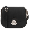 Front View Of The Black Over The shoulder Leather Bag