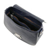 Internal Compartment View Of The Dark Blue Over The shoulder Leather Bag