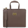 Front View Of The Dark Taupe Ladies Leather Briefcase