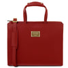 Front View Of The Red Ladies Leather Briefcase