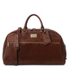 Front View Of The Brown Mens Leather Travel Bag