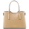 Front View Of The Champagne Ladies Small Leather Handbag