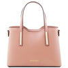 Front View Of The Ballet Pink Ladies Small Leather Handbag