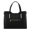 Rear View Of The Black Genuine Leather Tote Handbag
