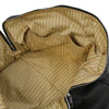 Internal Pocket View Of The Black Leather Travel Duffel Bag