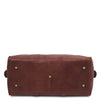 Underneath View Of The Brown Leather Travel Duffel Bag