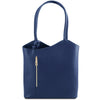 Front View Of The Dark Blue Convertible Bag