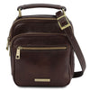 Front View Of The Dark Brown Crossbody Bag Leather