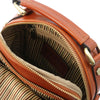 Internal Zip Pocket View Of The Honey Crossbody Bag Leather