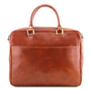Rear View Of The Honey Leather Laptop Briefcase Bag