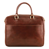 Rear View Of The Brown Leather Laptop Briefcase Bag