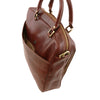 Rear Compartment View Of The Brown Leather Laptop Briefcase Bag