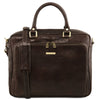 Front View Of The Dark Brown Leather Laptop Briefcase Bag