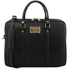 Front View Of The Black Ladies Leather Laptop Case