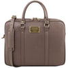Front View Of The Dark Taupe Ladies Leather Laptop Case