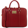 Front View Of The Red Ladies Leather Laptop Case