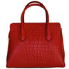 Rear View Of The Red Leather Handbag With Shoulder Strap