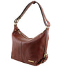 Angled View Of The Brown Leather Hobo Handbags