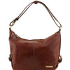 Front View Of The Brown Leather Hobo Handbags