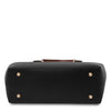 Underneath View Of The Black Two Tone Leather Handbag
