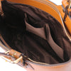 Internal Pocket View Of The Cognac Two Tone Leather Handbag