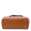 Underneath View Of The Cognac Two Tone Leather Handbag