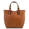 Front View Of The Cognac Two Tone Leather Handbag