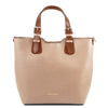 Front View Of The Nude Two Tone Leather Handbag
