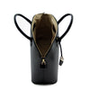 Top Angled Internal View Of The Black Ladies Leather Tote Bag