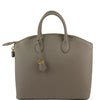 Front View Of The Light Taupe Ladies Leather Tote Bag