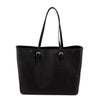 Rear View Of The Black Large Leather Shopping Bag
